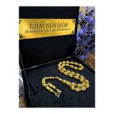 zikir tesbih premıum KADİFE Kutu ve Harfli Altın Parçacıklı Tesbih Arnavut model püskül kişiye özel tasarım