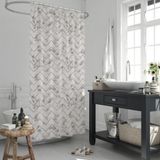 Zikzak Desen Banyo Perdesi, Mermer Desen Lüx Küvet Perdesi 180x200 Tek Kanat Duş Perdesi