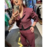 Ziley Quzu Önden Fermuarlı Crop Blazer Ceket Lacivert