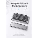 Zilvana Gümüş Katlanabilir Bluetooth Klavye, Telefon Tablet iPad Uyumlu Şarjlı Mini Kablosuz Klavye