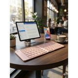 Zilvana Katlanabilir Mini Bluetooth Klavye - Taşınabilir Pembe Kablosuz Tablet ve Telefon Klavyesi