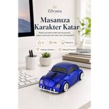 Zilvana Klasik Mavi Beetle Vosvos Tasarımlı 2.4g Kablosuz Mouse USB Alıcılı Kırmızı Araba Şeklinde Optik Mouse