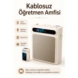 Zilvana Krem Kablosuz Yaka Mikrofonlu Taşınabilir Öğretmen Rehber Amfisi Bluetooth 5.1 Şarjlı 2000MAH 5W Ses Yükseltici USB Mp3 Destekli Askılı Bel Tipi Hoparlör