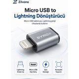 Zilvana Micro-USB Dişi to Lightning Erkek Şarj ve Veri Aktarım Dönüştürücü Adaptör – Gri Metalik
