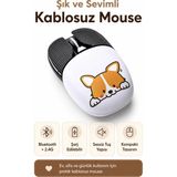 Zilvana Şarjlı Bluetooth 2.4g Sessiz Kablosuz Mouse Köpek Desenli - Beyaz