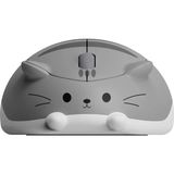 Zilvana Sevimli Kedi Tasarımlı Kablosuz Bluetooth Gri Mouse (Taşıma Kılıfı Hediye)