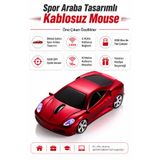 Zilvana Spor Araba Tasarımlı Kırmızı Kablosuz Mouse USB Dongle Alıcılı