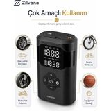 Zilvana Taşınabilir Dijital Hava Kompresörü – LED Işıklı, USB Şarjlı Lastik ve Top Şişirme Cihazı