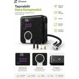 Zilvana Taşınabilir Kablosuz Dijital Hava Kompresörü 40W LED Işıklı Otomatik Durdurma Özellikli Şarjlı Lastik Şişirme Pompası