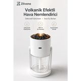 Zilvana Volkanik Efektli Ultrasonik Hava Nemlendirici 280 ml Renkli Işıklı Ayarlanabilir Type-C Masaüstü Buhar Makinesi - Beyaz