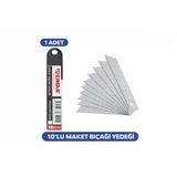 Zimak 18Mm Maket Bıçağı Yedeği 0.5Mm Karbon Çelik Profesyonel Uç 10’Lu 1 Paket