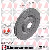 Zimmermann 460.1552.52 Fren Diski Ön 350 34 32 Mm . Kaplamalı. Yüksek Karbon Alaşımlı Delıklı 0986479D26 95B615301t