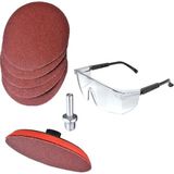 Zımpara Seti + Matkap Aparatı + Gözlük 115 mm (8 Parça)