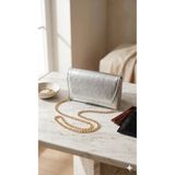 Zincir Askılı Dokulu Görünümlü Abiye Ve Günlük El Omuz Clutch Çantası