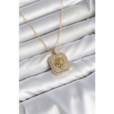 Zincir Gold Aslan Madalyon Model Zirkon Taşlı Kadın Kolye - Ebj260725w44315