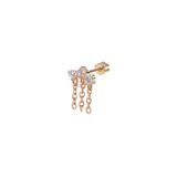 ZİNCİR SALLANTILI ÜÇ TAŞ GÜMÜŞ TRAGUS PIERCING - ROSE BAKIR