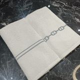 Zincir ve Sargı Nakışlı Mutfak Havlusu Dekoratif Pamuklu 2 Adet Havlu - Beyaz - Gümüş - 30 x 50 cm