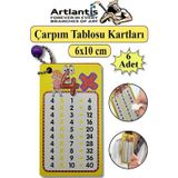 Zincirli Çarpım Tablosu 6 Adet 6X10 Cm Cep Zircirli Çarpım Tablosu Yaz Sil Özellikli Karne Hediyesi Çarpım Kartları