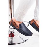 zincirport Erkek Lacivert Taba Rog Loafer Ayakkabı