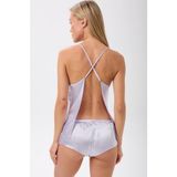 Zined Saten Sırtı Açık Şortlu Pijama Takımı - Lila - XL