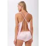 Zined Saten Sırtı Açık Şortlu Pijama Takımı - Pembe