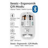 Zineets Bluetooth Ultra Slim Usb 2.4ghz Siyah Ledli 800/1200/1600dpi Şarjlı Kablosuz Mouse Rgb Led Işıklı