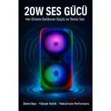 Zineets FULL Işıklı Büyük Boy Party Box Bluetooth Hoparlör Taşınabilir Şarjlı Ses Sistemi Radyolu