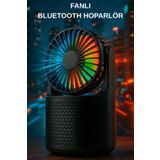 Zineets Işıklı Büyük Boy FANLI Bluetooth Hoparlör Taşınabilir Şarjlı Ses Sistemi Ve Vantilatör Radyolu