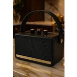 Zineets Nostaljik Radyo Fm Ahşap Görünümlü Bluetooth Hoparlör Siyah Renk Vintage Işıklı Usb Sd