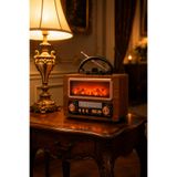 Zineets Nostaljik Radyo Fm Ahşap Hareketli Şömine Görünümlü Bluetooth Hoparlör Vintage Işıklı Usb Sd