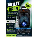 Zineets OUTLET Işıklı Büyük Boy Party Box Bluetooth Hoparlör Taşınabilir Şarjlı Ses Sistemi Radyolu Karaoke BASS+