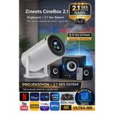 Zineets Taşınabilir Android Projeksiyon + Ses Sistemi Wifi Destekli Akıllı Sinema Projektör Ultra Hd