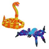Zing Klixx Creaturez Kombo Paket - Stop Motion Animasyonu Oluşturun, Stres Giderme için Yaban Hayatı Tak ve Tıkla Fidget Oyuncakları, 4 Yaş ve Üzeri Çocuklar için Harika (Örümcek + Piton)