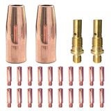 Zinger MIG Kaynak tabancası aksesuarı 0,039 inç Kit Lincoln Magnum 100L veya Tweco Mini/#1 Mig tabancası için: 20 adet Temas Ucu 11-35 0,04 inç + 2 adet gaz nozulu 21-50 1/2 inç + 2 adet gaz difüzörü 35-50