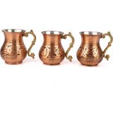 Zinnun Germanicia Klasik Desen Oyma Ayran Bardağı/maşrapa - 6 Adet - Bakır - 250 ml