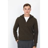 Zip Yaka Örgü Regular Fit Erkek Triko Kazak | Ventov Haki - L - 00410-Haki