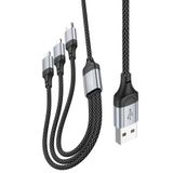 Zipax 3in1 Şarj Kablosu, USB to Type-C Lightning Micro USB, Galaxy Tab A S7 S8 S9 S10 S11 ile Uyumlu, 1 Metre, Siyah