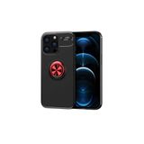 Zipax Apple İphone 13 Pro Max İle Uyumlu Kılıf Ravel Yüzüklü Silikon Kapak Siyah Kırmızı
