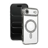 Zipax Apple iPhone 17 Air ile Uyumlu Kılıf, M-Safe Şarj Özellikli, Simli Taşlı, Gri