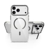 Zipax Apple iPhone 17 Pro Uyumlu Kılıf, M-safe Şarj Özellikli, Airbag Darbe Koruması, Kamera Standlı, Gri