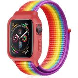 Zipax Apple Watch 42 mm Hasırlı Cırtcırtlı Kasalı Kordon 2/3/4/5/6/7/8 Azn-Kasalı