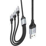 Zipax Iphone 13 - 13 Pro - 13 Pro Max Type-C / Lightning / Micro Şarj Kablosu 3in1 HOC-X102-AL - Hoc-X102-AL Siyah