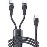 Zipax iPhone 15 16 16E 17 Pro Max Plus 100W Type-C / 20W Lightning Şarj Kablosu NF-CA87-CC - Azun-Ca87-CC Siyah