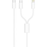 Zipax iPhone 15 16 16E 17 Pro Max Plus Type-C / Lightninh 2in1 Şarj Kablosu SUBZ-CL15-C - Subz-CL15-C Beyaz