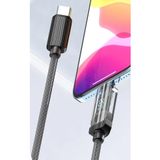 Zipax iPhone 6 7 8 11 12 13 14 X Xs Plus Pro Max ile Uyumlu 20W Type-C to Lightning Şarj Data Kablosu, Dijital Gösterge, 1 Metre, Siyah