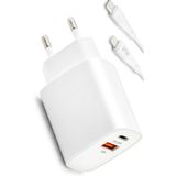 Zipax iPhone 6, 7, 8, 11, 12, 13, 14, X, Xs, Plus, Pro, Max ile Uyumlu 38W USB-C PD Lightning Hızlı Şarj Aleti, Beyaz