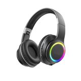 Zipax iPhone 6 7 8 11 12 13 14 X Xs Plus Pro Max ile Uyumlu Kafaüstü Bluetooth Kulaklık, RGB Aydınlatmalı, Siyah