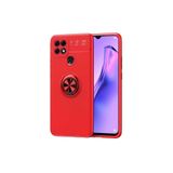 Zipax Oppo A15S İle Uyumlu Kılıf Ravel Yüzüklü Standlı Silikon Kapak Kırmızı
