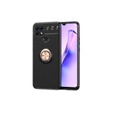 Zipax Oppo A15S İle Uyumlu Kılıf Ravel Yüzüklü Standlı Silikon Kapak Siyah Rose Gold