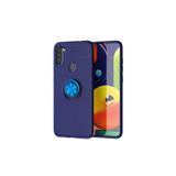 Zipax Samsung Galaxy A11 İle Uyumlu Kılıf Ravel Yüzüklü Standlı Silikon Kapak Mavi